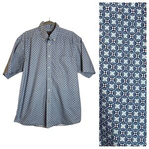 Ariat Mens Large Geometric Western Short Sleeve Button Down Shirt 100% Cotton